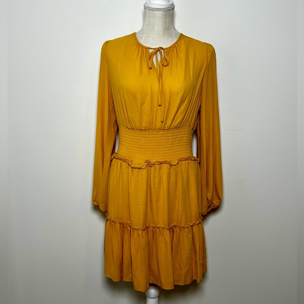 BCBGMaxAzria Golden Yellow Long Sleeve Dress